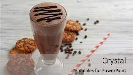  Presentation with milkshake - Amazing presentation theme having glass of chocolate milkshake backdrop and a light gray colored foreground