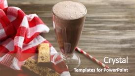  Presentation with milkshake - Audience pleasing PPT layouts consisting of glass of chocolate milkshake backdrop and a coral colored foreground