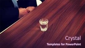 Presentation with vodka - Slide set enhanced with glass of clear vodka on the desk in office background and a tawny brown colored foreground