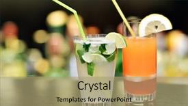  Presentation with cocktail bar - Cool new theme with glass of cocktail on bar backdrop and a mint green colored foreground