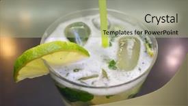  Presentation with tiki bar - Amazing presentation design having glass of cocktail on bar backdrop and a mint green colored foreground