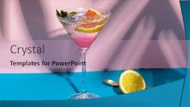  Presentation with beverages - PPT layouts having glass-of-cocktail-over-beige background and a coral colored foreground