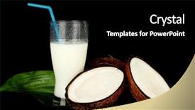  Presentation with milk coconut - Audience pleasing slides consisting of glass of coconut milk and coconuts isolated on black backdrop and a black colored foreground
