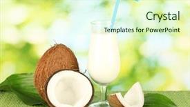  Presentation with green coconut - PPT theme consisting of glass of coconut milk background and a soft green colored foreground