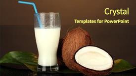  Presentation with milk coconut - Presentation theme consisting of glass of coconut milk background and a tawny brown colored foreground