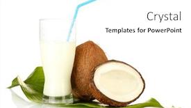  Presentation with coconut milk - PPT layouts having glass of coconut milk and coconuts isolated on white background and a white colored foreground