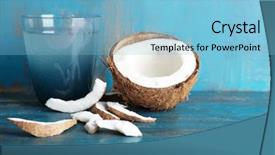  Presentation with coconut water - Slide deck having glass of coconut water background and a light blue colored foreground