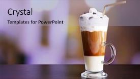  Presentation with color - Colorful presentation design enhanced with glass of coffee on color backdrop and a  colored foreground