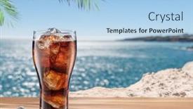  Presentation with sea glass - Presentation having glass-of-cola-drink background and a light blue colored foreground