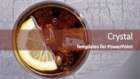  Presentation with frozen ice cold fish - Presentation theme featuring glass of cola with ice background and a tawny brown colored foreground
