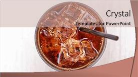  Presentation with ice - Beautiful PPT theme featuring glass of cola with ice backdrop and a coral colored foreground