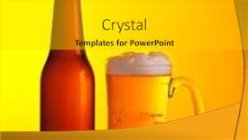  Presentation with cold beer - Cool new PPT theme with glass-of-cold-beer-drink backdrop and a light gray colored foreground