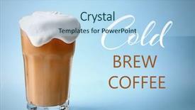  Presentation with brewed - Beautiful presentation theme featuring glass of cold brewed coffee backdrop and a light blue colored foreground