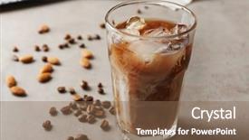  Presentation with coffe - Theme having glass of cold coffee background and a violet colored foreground