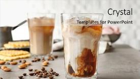  Presentation with cold coffee - Cool new presentation design with glass of cold coffee backdrop and a light gray colored foreground