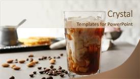  Presentation with coffe - Beautiful slide set featuring glass of cold coffee backdrop and a lemonade colored foreground
