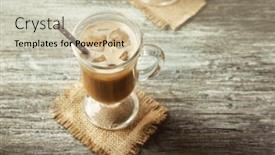  Presentation with cold coffee - PPT theme consisting of glass of cold coffee on table background and a soft green colored foreground