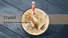  Presentation with cold coffee - PPT theme featuring glass of cold coffee background and a coral colored foreground
