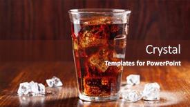  Presentation with soft drink - Amazing PPT theme having glass-of-cold-cola-soft backdrop and a tawny brown colored foreground