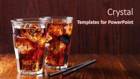  Presentation with soft drink - Presentation theme with glass-of-cold-cola-soft background and a wine colored foreground