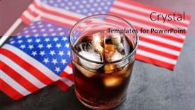  Presentation with usa flag - Audience pleasing PPT theme consisting of glass of cold cola with flag of the usa on grey background backdrop and a coral colored foreground