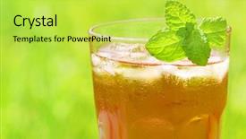  Presentation with tea - Cool new PPT theme with glass of cold ice backdrop and a yellow colored foreground