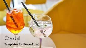  Presentation with cocktail - PPT theme having glass-of-cold-refreshing-aperol background and a yellow colored foreground