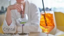  Presentation with cocktail - Slides with glass-of-cold-refreshing-aperol background and a coral colored foreground