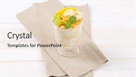  Presentation with corn flakes - Cool new PPT layouts with glass of corn flakes with milk and fresh fruit on beige place mat backdrop and a lemonade colored foreground