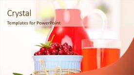  Presentation with cranberry juice - Presentation theme with glass of cranberry juice background and a cream colored foreground