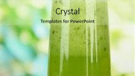  Presentation with green glass - Audience pleasing slide deck consisting of assortment fresh bread and wheat ears on a background of autumn leaves backdrop and a coral colored foreground