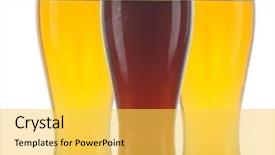  Presentation with ale - PPT theme consisting of glass of dark ale beer background and a yellow colored foreground