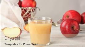  Presentation with juice - Theme featuring glass of delicious apple juice on table background and a lemonade colored foreground