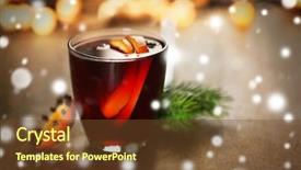  Presentation with mulled wine - Colorful theme enhanced with glass of delicious christmas mulled wine closeup snowy effect christmas concept backdrop and a tawny brown colored foreground