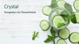  Presentation with lemonade - PPT theme featuring glass of delicious cucumber lemonade background and a sky blue colored foreground