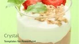  Presentation with yogurt - Presentation with glass-of-delicious-yogurt-musli background and a soft green colored foreground