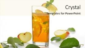  Presentation with juice - PPT layouts featuring glass of fresh apple juice background and a blonde colored foreground