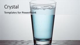  Presentation with fresh water - Colorful presentation design enhanced with glass of fresh blue water backdrop and a sky blue colored foreground
