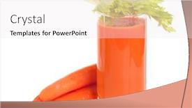  Presentation with celery - Amazing slides having glass of fresh carrot juice with celery leaves isolated on white background backdrop and a sky blue colored foreground