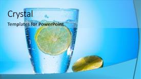  Presentation with drinking glass - Slides enhanced with glass of fresh drinking water background and a  colored foreground