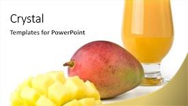  Presentation with mango - Audience pleasing slide set consisting of glass of fresh juice backdrop and a white colored foreground