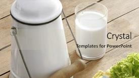  Presentation with milk - Presentation theme enhanced with glass of fresh milk background and a soft green colored foreground