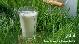  Presentation with green glass - Cool new PPT layouts with glass-of-fresh-milk backdrop and a tawny brown colored foreground