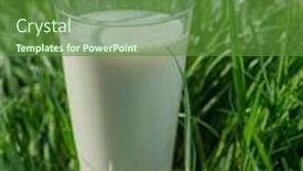  Presentation with green glass - Audience pleasing PPT theme consisting of glass-of-fresh-milk backdrop and a tawny brown colored foreground