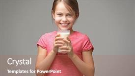  Presentation with milk protein - Presentation theme with glass of fresh milk background and a coral colored foreground