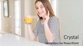  Presentation with drinking glass - PPT layouts consisting of glass of fresh orange background and a  colored foreground