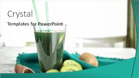  Presentation with spirulina - Slides featuring glass of fresh spirulina drink on table background and a white colored foreground