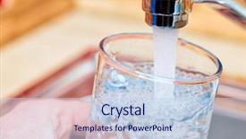  Presentation with water faucet - PPT theme enhanced with glass of fresh water background and a sky blue colored foreground