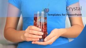  Presentation with fruit drink - Cool new slide deck with glass-of-fruit-drink backdrop and a light blue colored foreground