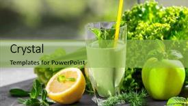  Presentation with healthy juice - Cool new theme with glass of green healthy juice backdrop and a  colored foreground